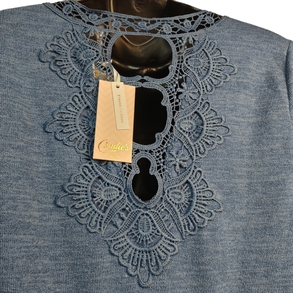 Candie's Women's Blue V-Neck Knit Dress Size M NWT - Picture 6 of 9